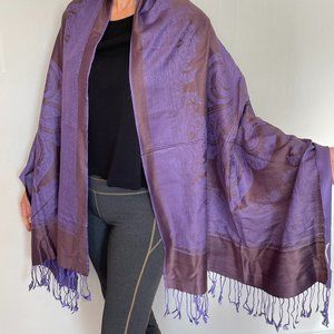 Blue Pacific Fleur De Lis Cashmere Silk Scarf